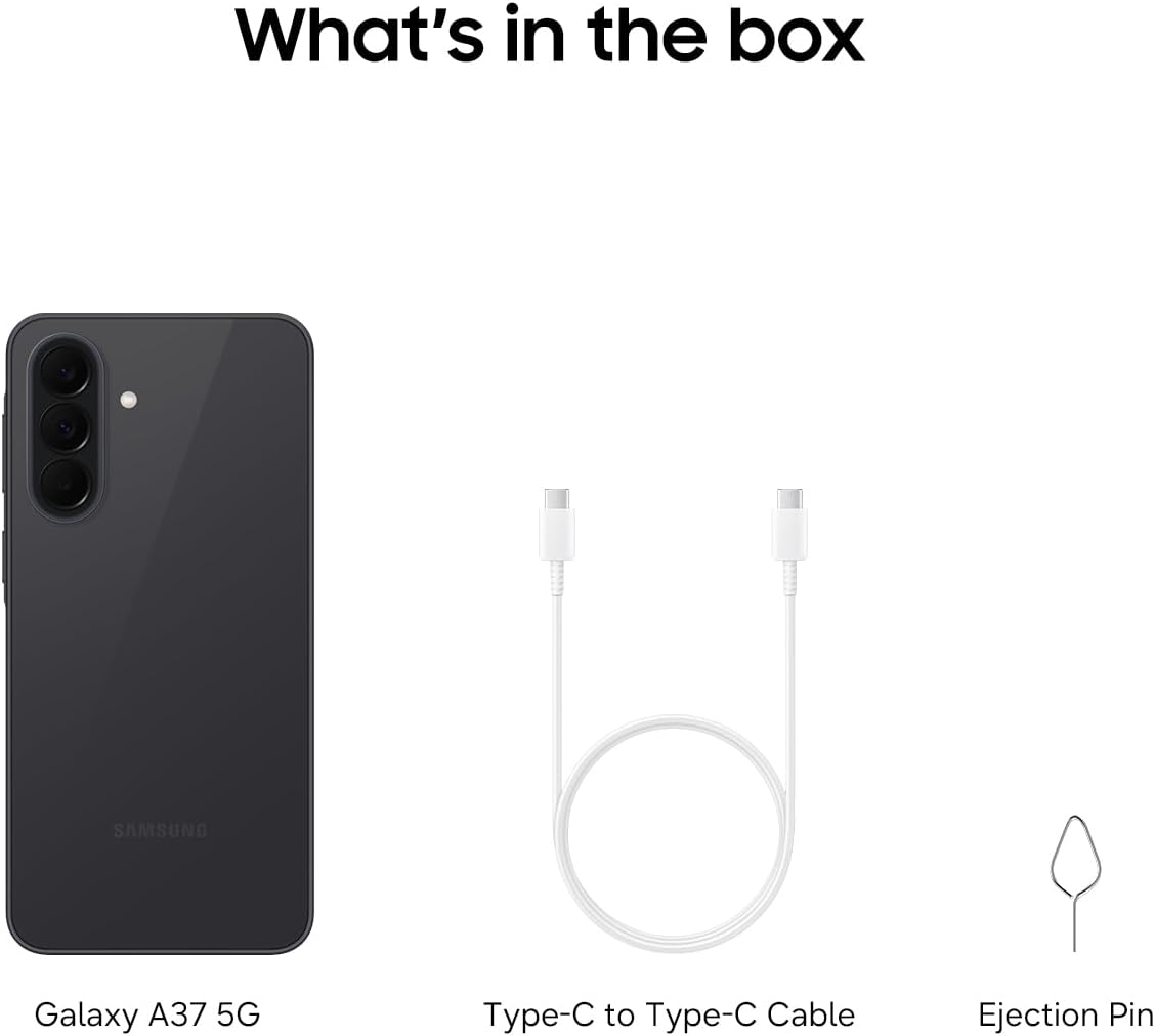 Samsung Galaxy A37 5G (2026), Unlocked Android Smartphone, 128GB, AMOLED Display, Triple Camera, IP68, Slim Phone, 5000mAh Battery, US Version, US 1 Yr Warranty, Awesome Charcoal