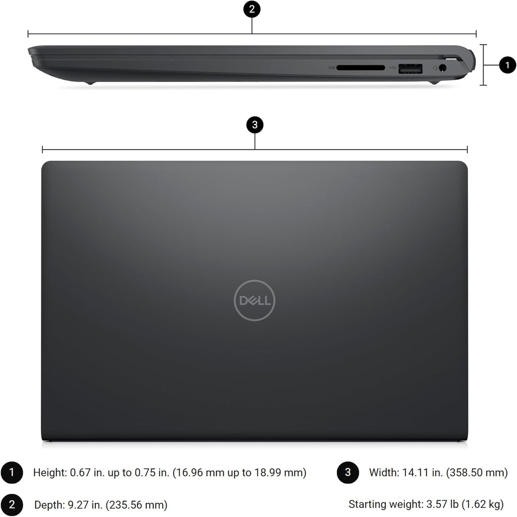 Dell Pro 15 Essential Laptop, Intel Core 3 100U, 16GB DDR5, 512GB SSD, FHD