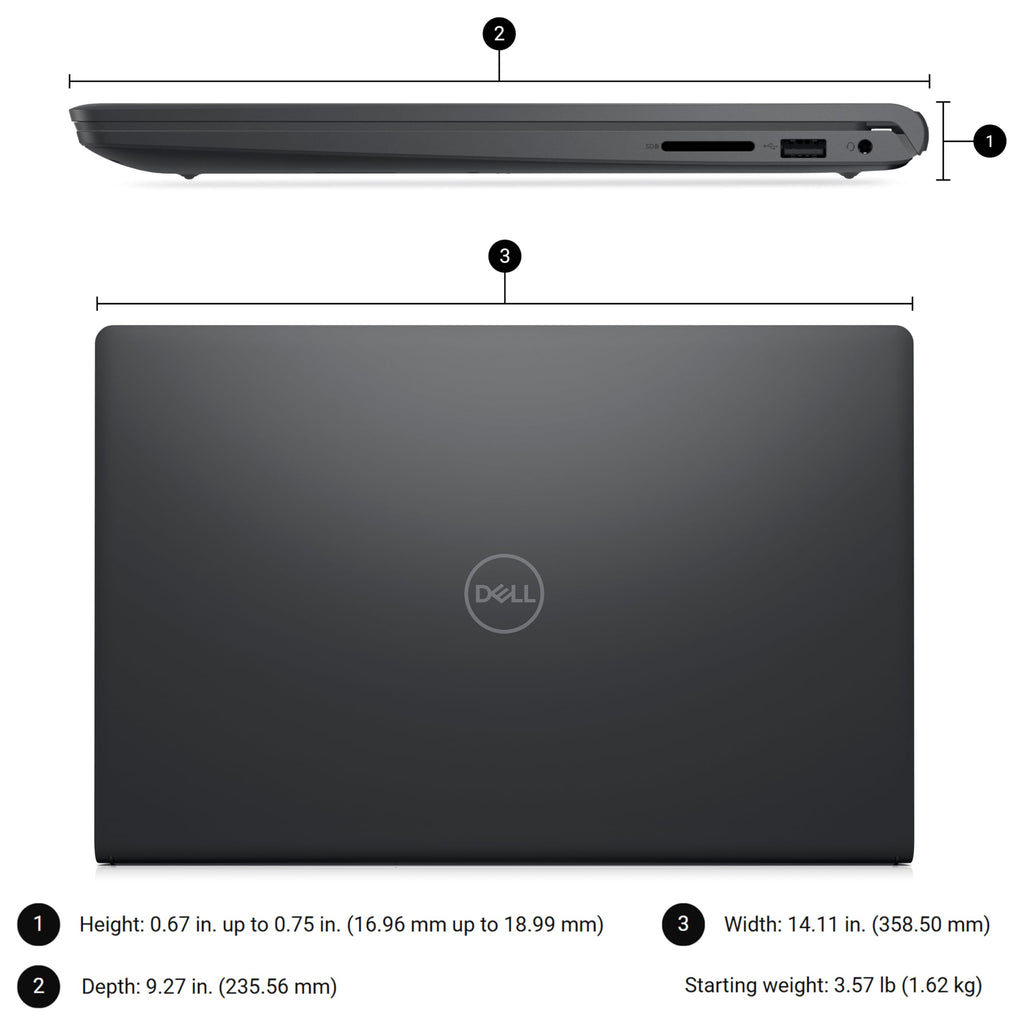 Dell Pro 15 Essential Laptop, Intel Core 3 100U, 16GB DDR5, 512GB SSD, FHD
