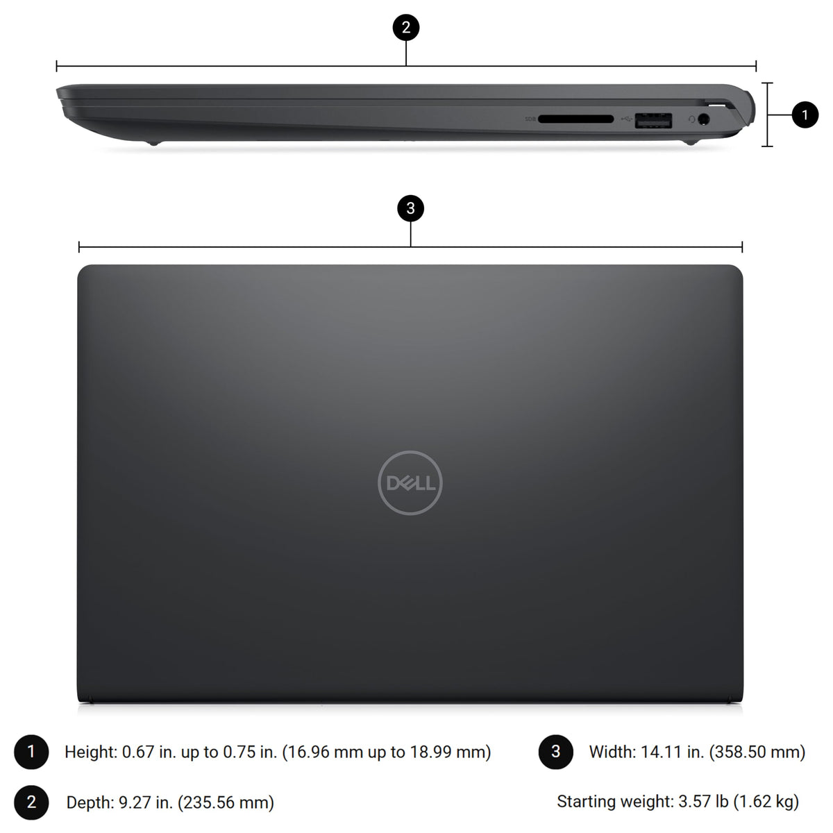 Dell Pro 15 Essential Laptop, Intel Core 3 100U, 16GB DDR5, 512GB SSD, FHD