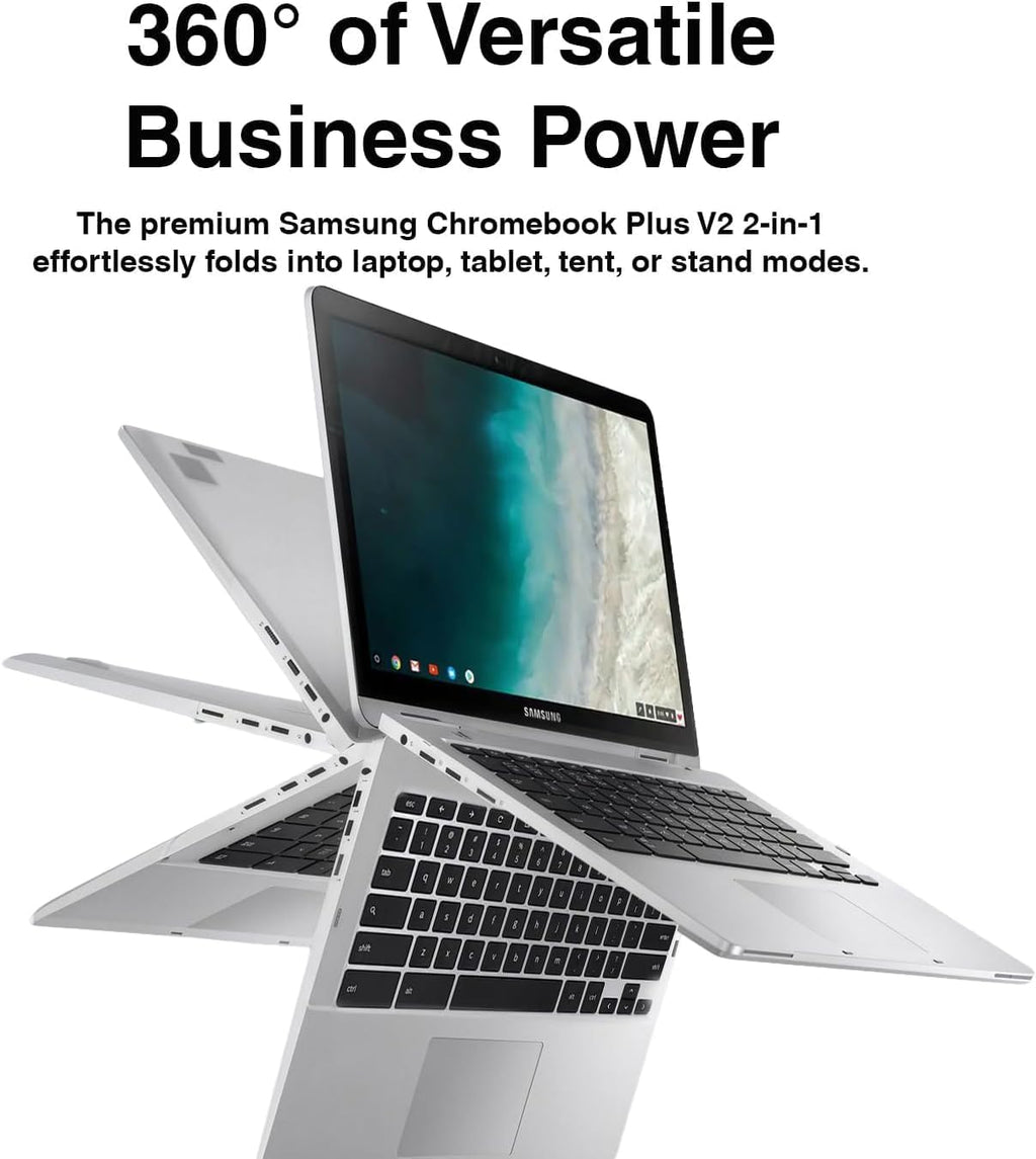 Samsung 12.2" FHD 2-in-1 Touchscreen Chromebook Plus Laptop for Business&Students, Intel Dual-Core, 4GB RAM, 564GB Storage(64GB eMMC+512GB External), Chrome OS, Silver