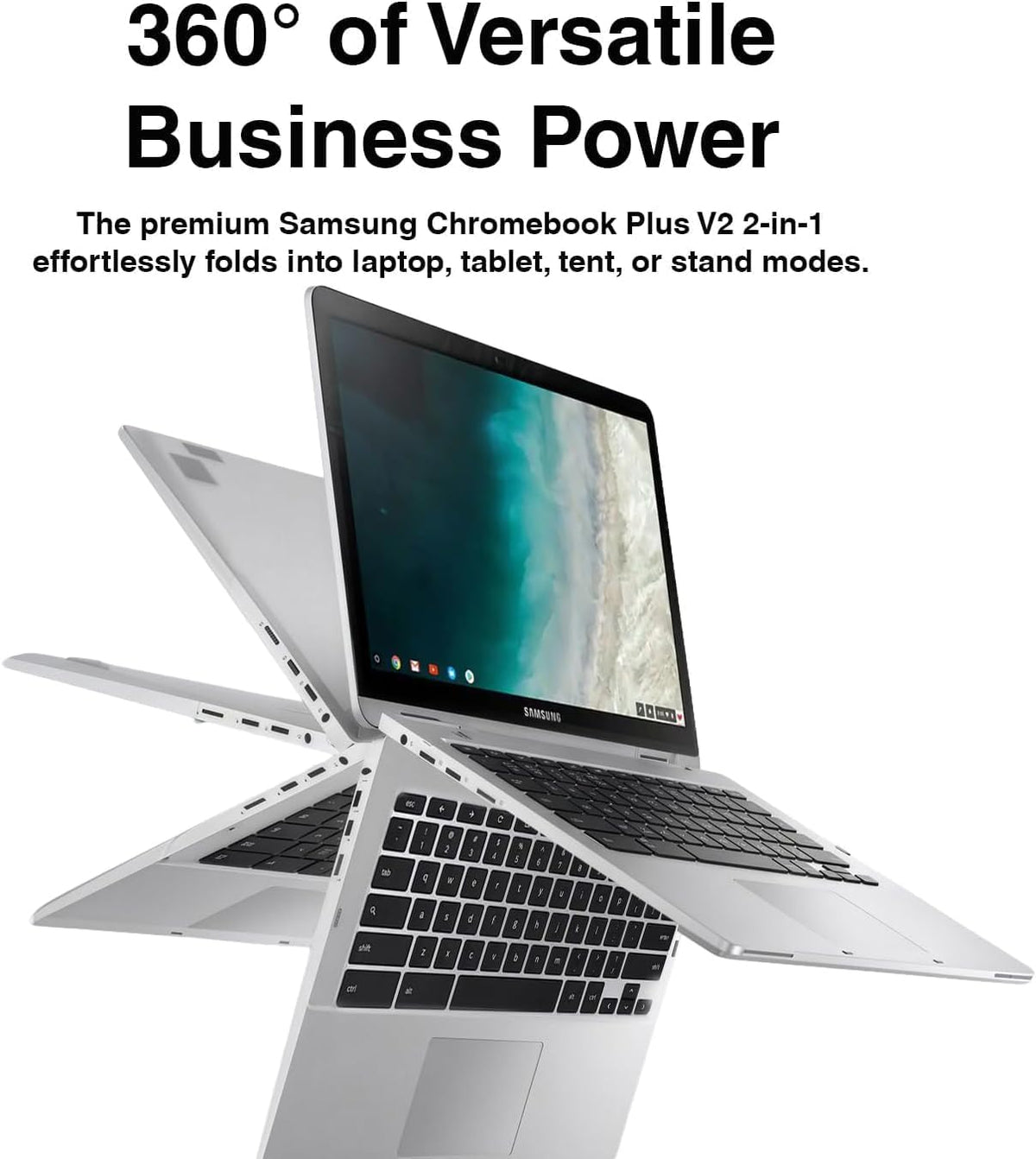Samsung 12.2" FHD 2-in-1 Touchscreen Chromebook Plus Laptop for Business&Students, Intel Dual-Core, 4GB RAM, 564GB Storage(64GB eMMC+512GB External), Chrome OS, Silver