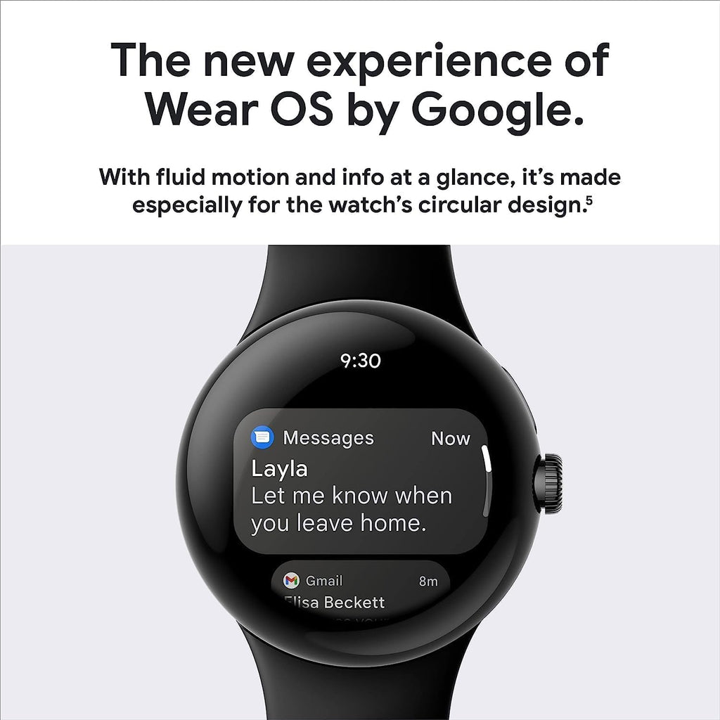 Google | Pixel Watch | Android Smartwatch with Fitbit Activity Tracking | Fitness and Sleep Tracker with Heart Rate Tracker | 41mm (Bluetooth, Matt Black case w/Black Active Band) (Renewed)