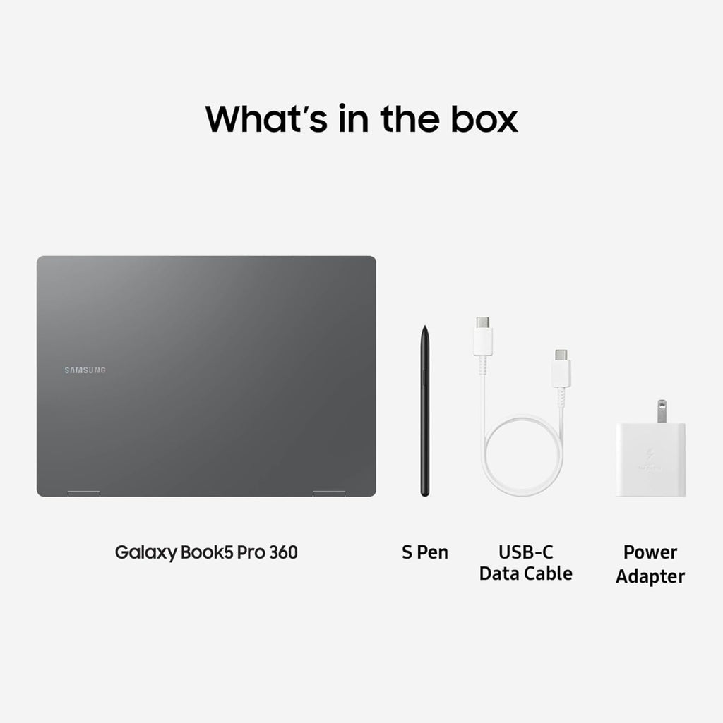 Samsung 16” Galaxy Book5 Pro 360 Copilot+ PC, AI Business Laptop, Windows 11 Pro, Intel Core Ultra 7 Processor 256V, 3K AMOLED Touchscreen, 16GB / 512GB, 120HZ, 2025 Model, NP964QHA-KG1US, Gray