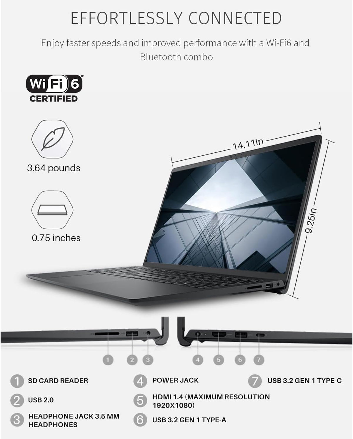 Dell 15.6" Laptop DC15250, FHD, Intel Core i5 1334U, Windows 11 Home