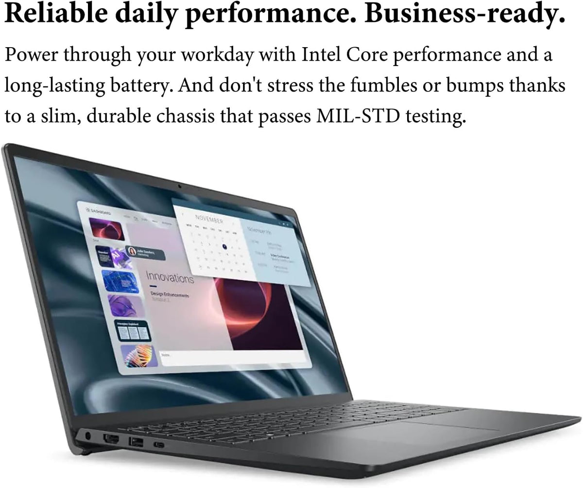 Dell Pro 15 Essential Laptop, Intel Core 3 100U, 16GB DDR5, 512GB SSD, FHD