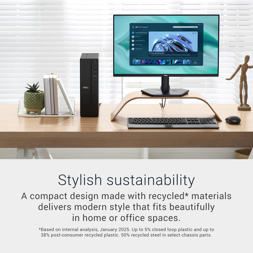 Dell Slim Desktop ECS1250 - Intel Core i3 14100 Processor, 8GB DDR5 RAM, 512GB SSD, WiFi 6, Intel UHD Graphics 730, Windows 11 Home, Onsite Service - Black