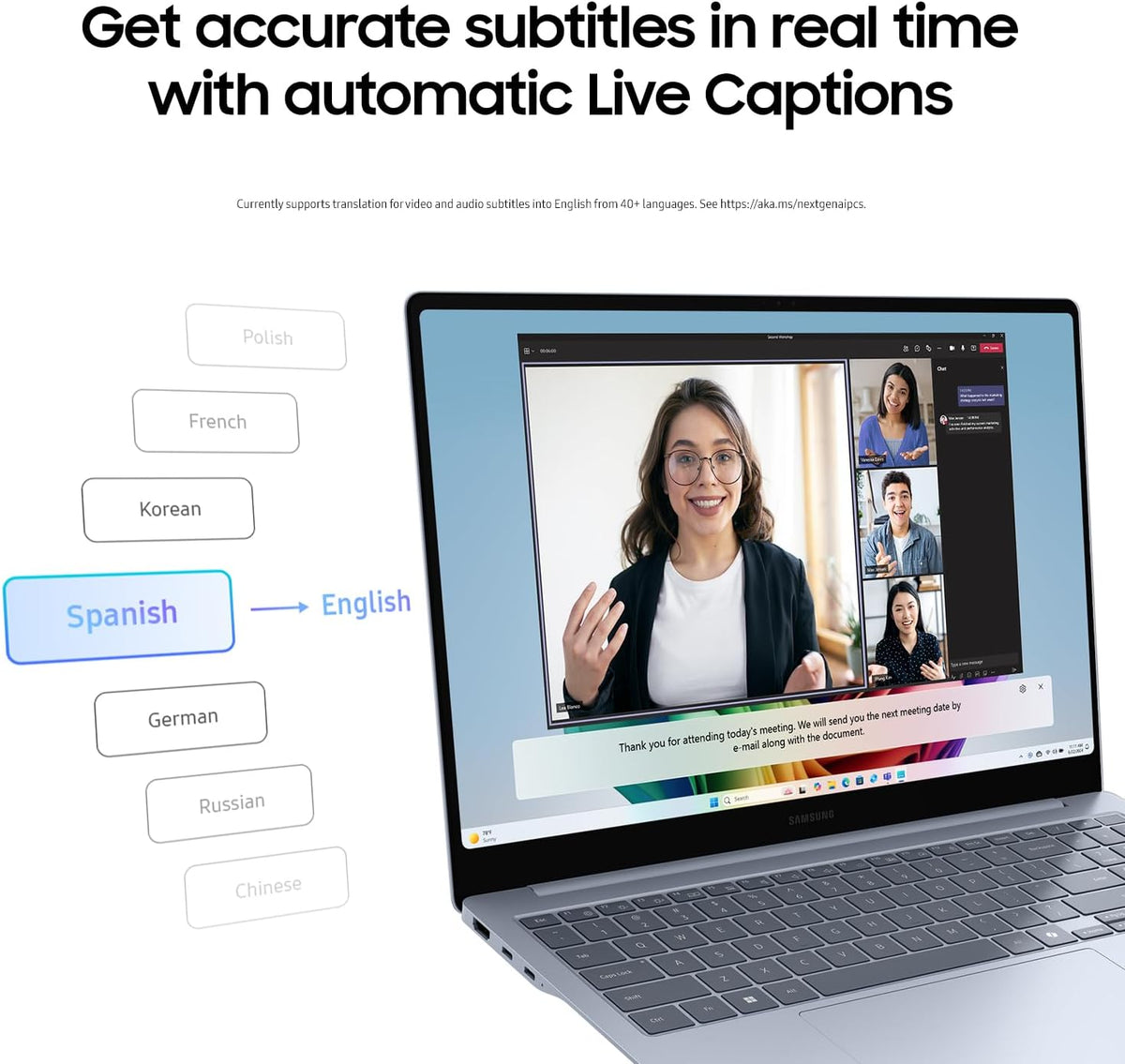 Samsung 15” Galaxy AI Book4 Edge PC Laptop Computer, Snapdragon X Plus Processor, Live Captions, FHD LED Anti-Glare Display, Long-Lasting Battery, 2024 Version, NP750XQA-KB2US