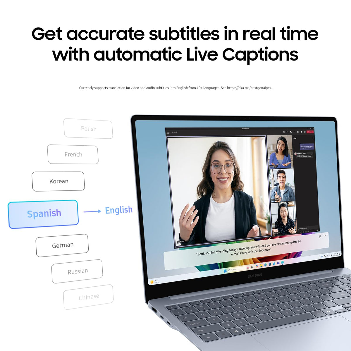 Samsung 15” Galaxy AI Book4 Edge PC Laptop Computer, Snapdragon X Plus Processor, Live Captions, FHD LED Anti-Glare Display, Long-Lasting Battery, 2024 Version, NP750XQA-KB2US
