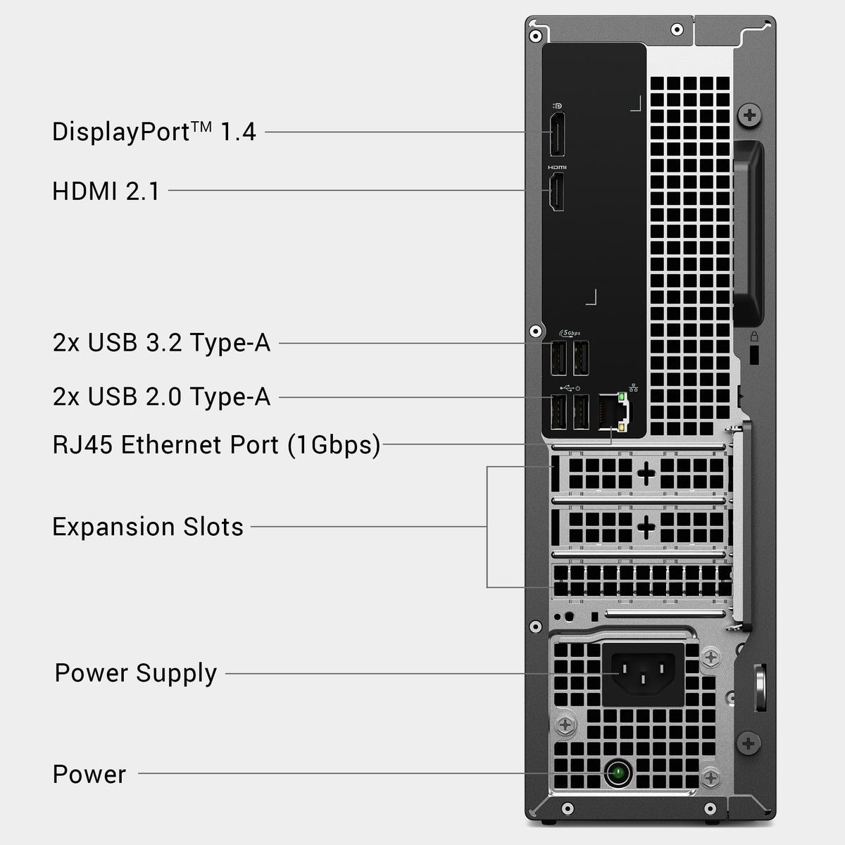 Dell Slim Desktop ECS1250 - Intel Core i3 14100 Processor, 8GB DDR5 RAM, 512GB SSD, WiFi 6, Intel UHD Graphics 730, Windows 11 Home, Onsite Service - Black