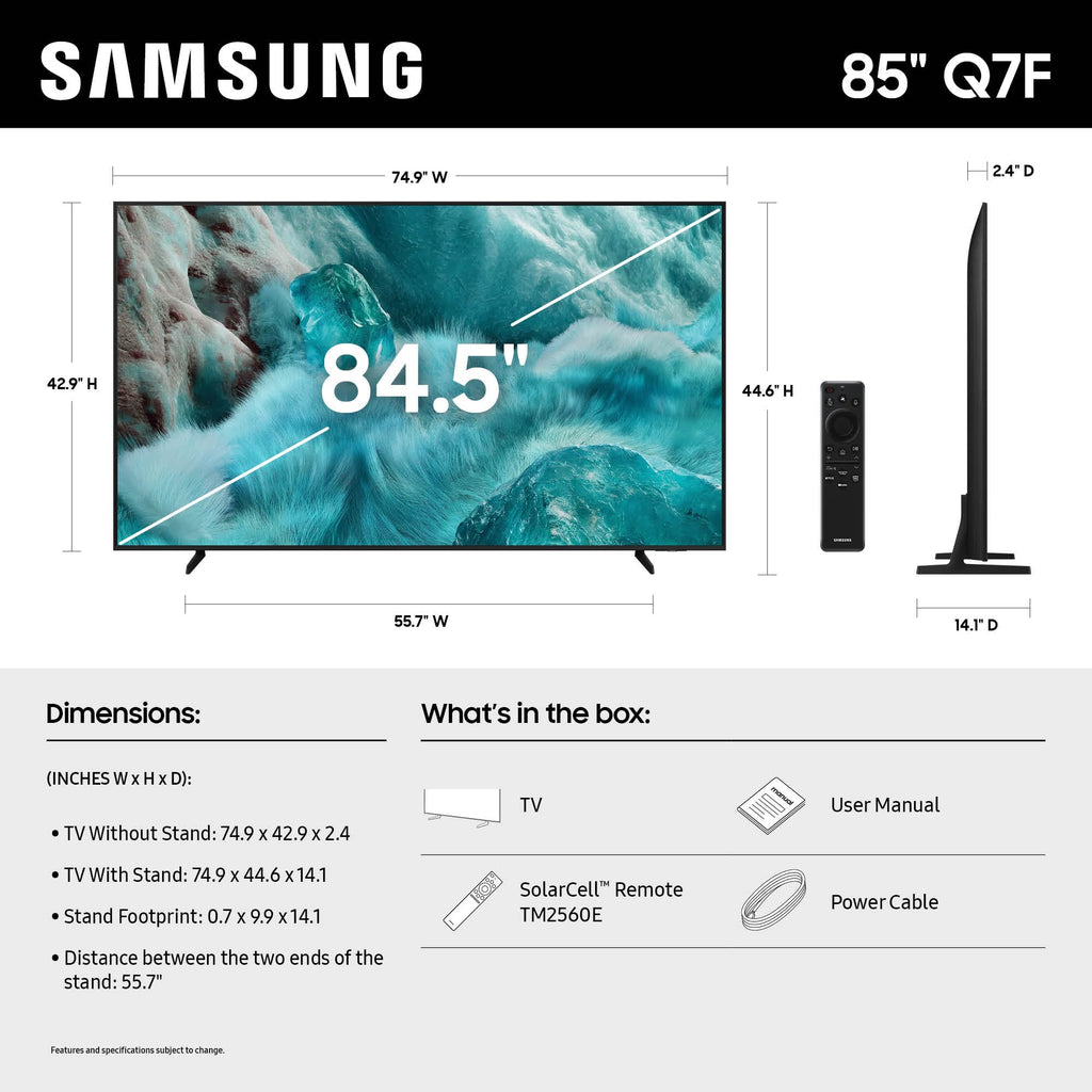 Samsung 43-Inch Class QLED Q7F Series Samsung Vision AI Smart TV (2025 Model, 43Q7F) Quantum HDR, Object Tracking Sound Lite, Q4 AI Gen1 Processor, 4K upscaling, Gaming Hub, Alexa Built-in