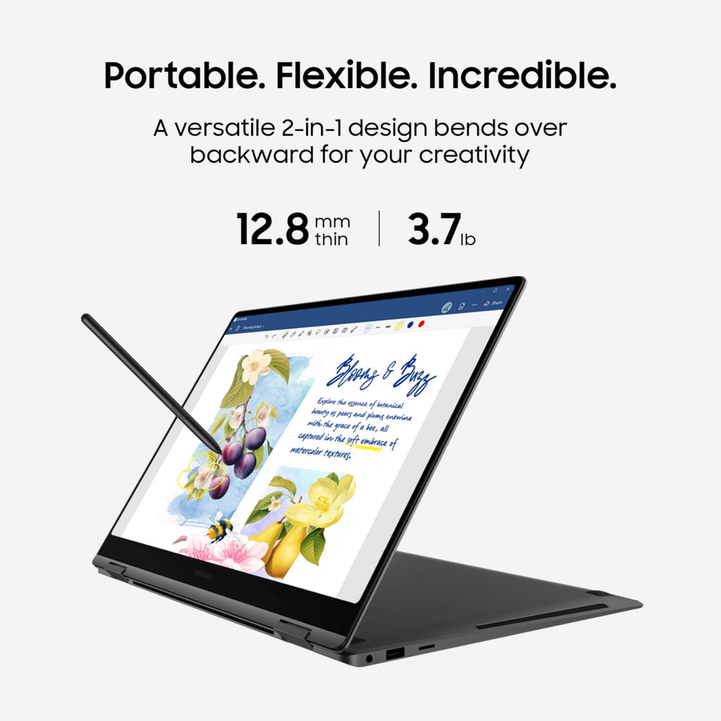 Samsung 16” Galaxy Book5 Pro 360 Copilot+ PC, AI Business Laptop, Windows 11 Pro, Intel Core Ultra 7 Processor 256V, 3K AMOLED Touchscreen, 16GB / 512GB, 120HZ, 2025 Model, NP964QHA-KG1US, Gray