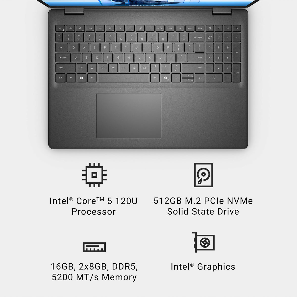 Dell 16 Laptop DC16251, FHD+, Intel Core 7 150U, 16GB RAM, Windows 11 Home