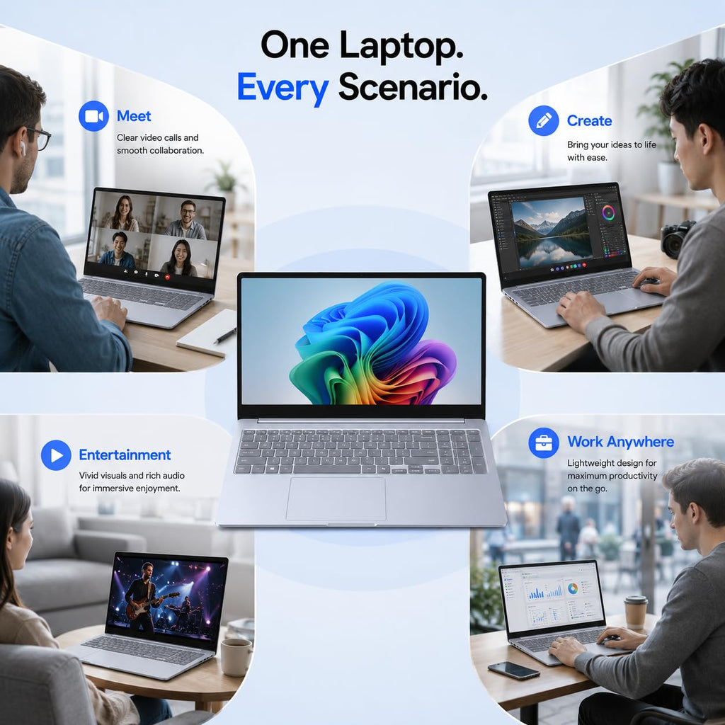 Samsung Galaxy Book4 2024 Business Laptop 15.6" FHD IPS 10-Core Intel 7 150U 16GB LPDDR4 512GB SSD Intel Graphics Wi-Fi 6 Backlit Keyboard Fingerprint Win11 Home w/ONT 32GB USB