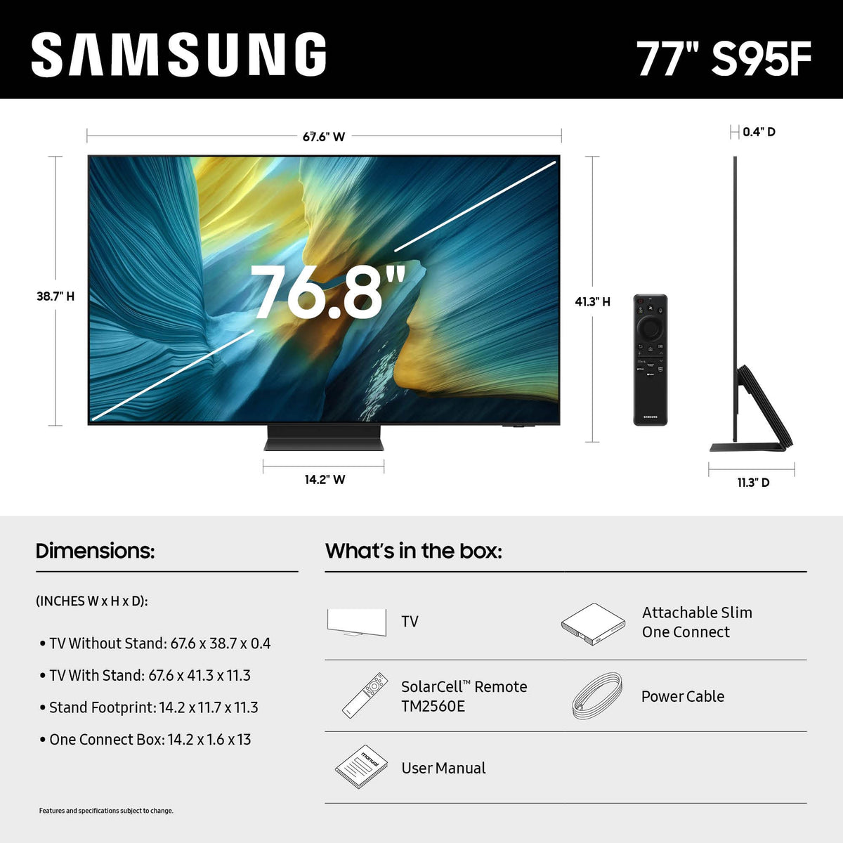 Samsung 65-Inch Class OLED S95F 4K Glare Free Smart TV (2025 Model) NQ4 AI Gen3 Processor, HDR Pro, Motion Xcelerator 164Hz, Dolby Atmos, Samsung Vision AI, Alexa Built-in