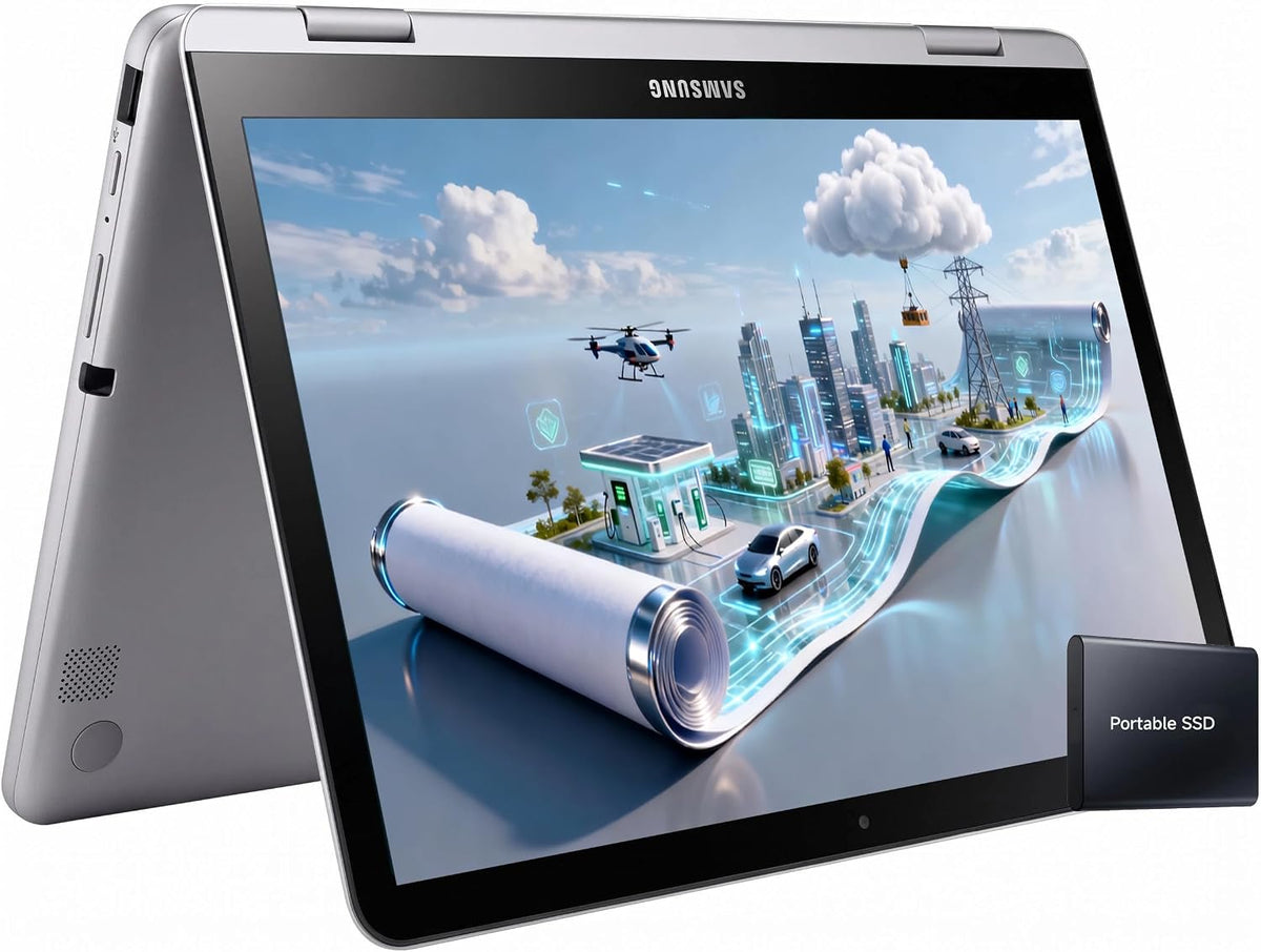 Samsung 12.2" FHD 2-in-1 Touchscreen Chromebook Plus Laptop for Business&Students, Intel Dual-Core, 4GB RAM, 564GB Storage(64GB eMMC+512GB External), Chrome OS, Silver