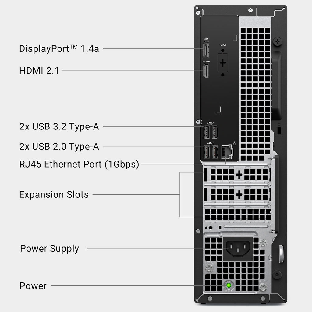Dell Slim Desktop ECS1250 - Intel Core i3 14100 Processor, 8GB DDR5 RAM, 512GB SSD, WiFi 6, Intel UHD Graphics 730, Windows 11 Home, Onsite Service - Black