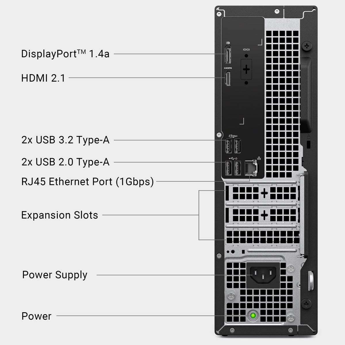 Dell Slim Desktop ECS1250 - Intel Core i3 14100 Processor, 8GB DDR5 RAM, 512GB SSD, WiFi 6, Intel UHD Graphics 730, Windows 11 Home, Onsite Service - Black