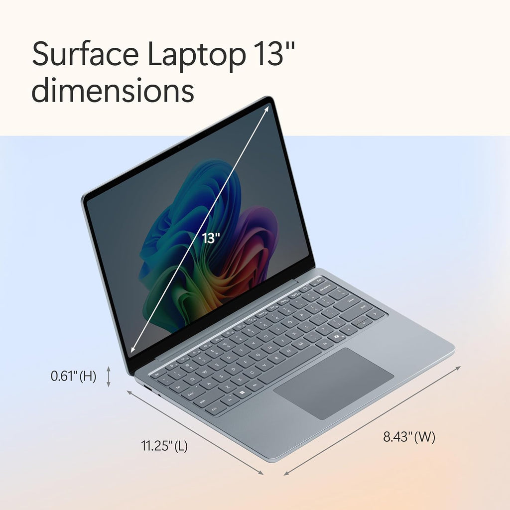 Microsoft Surface Laptop (2025), Windows 11 Copilot+ PC, 13" Touchscreen Display, Snapdragon X Plus (8 core), 16GB RAM, 512GB SSD Storage, Ocean