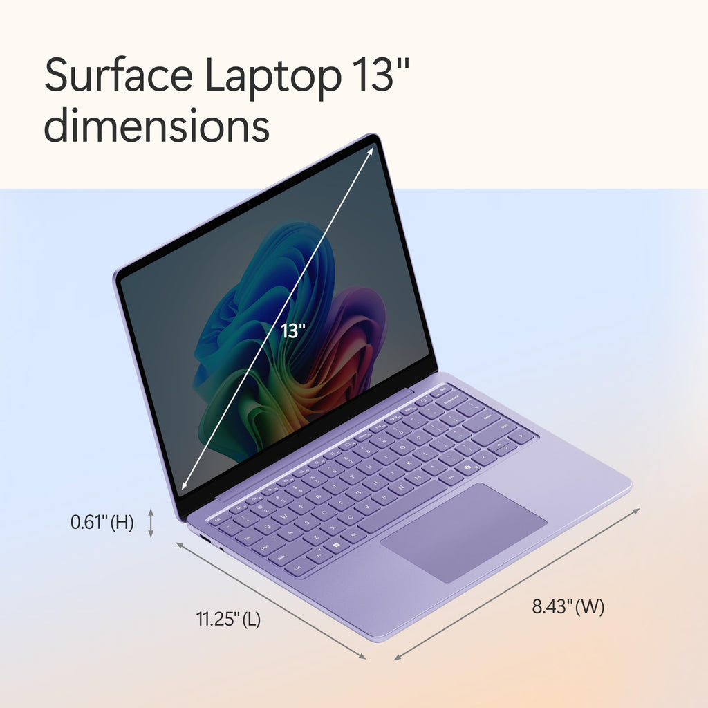 Microsoft Surface Laptop (2025), Windows 11 Copilot+ PC, 13" Touchscreen Display, Snapdragon X Plus (8 core), 16GB RAM, 512GB SSD Storage, Ocean
