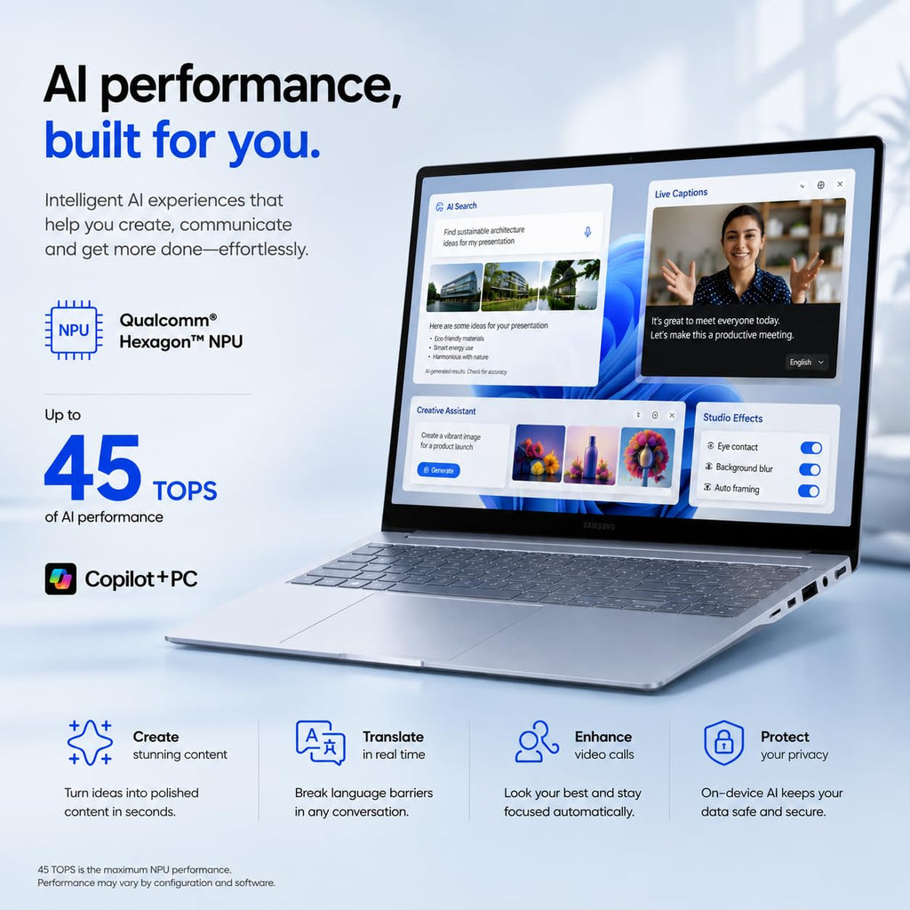 Samsung Galaxy Book4 2024 Business Laptop 15.6" FHD IPS 10-Core Intel 7 150U 16GB LPDDR4 512GB SSD Intel Graphics Wi-Fi 6 Backlit Keyboard Fingerprint Win11 Home w/ONT 32GB USB