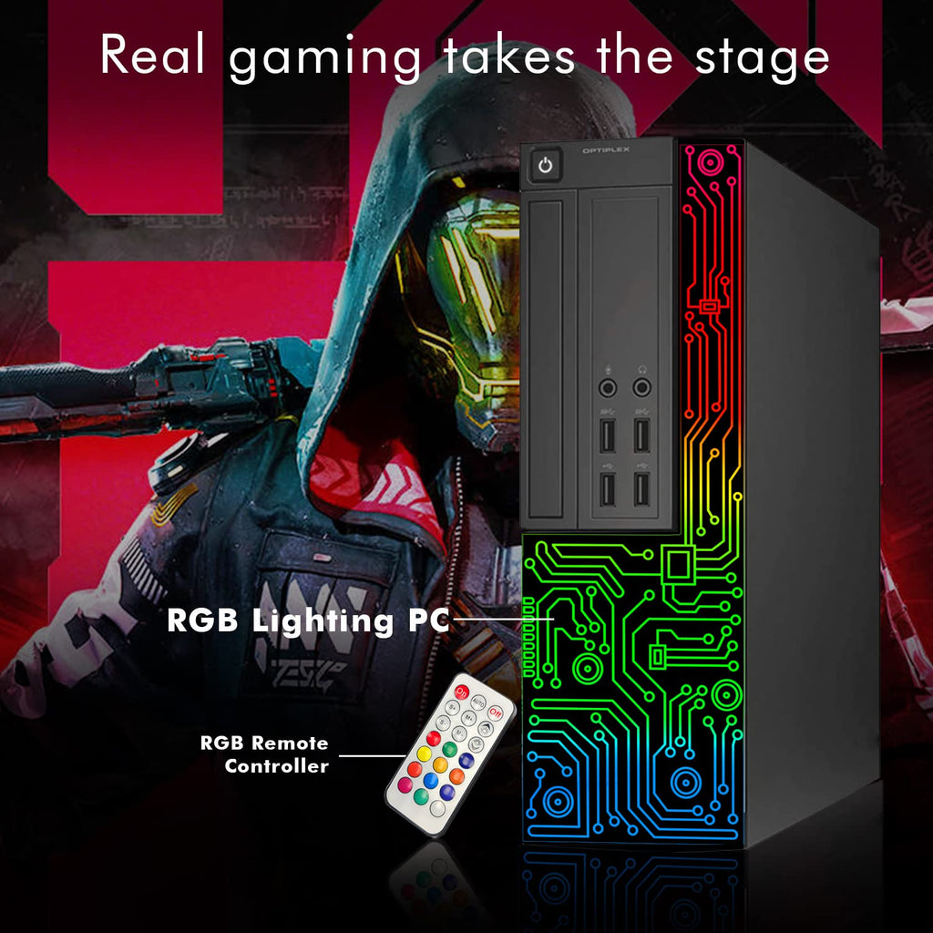 Dell Gaming OptiPlex Desktop RGB Computer PC, Intel Core i7, GeForce GT 1030 2GB GDDR5, 16GB RAM, 512GB SSD, 24 Inch HDMI Monitor, Keyboard Mouse and Headset, WiFi, Windows 11 Pro (Renewed)