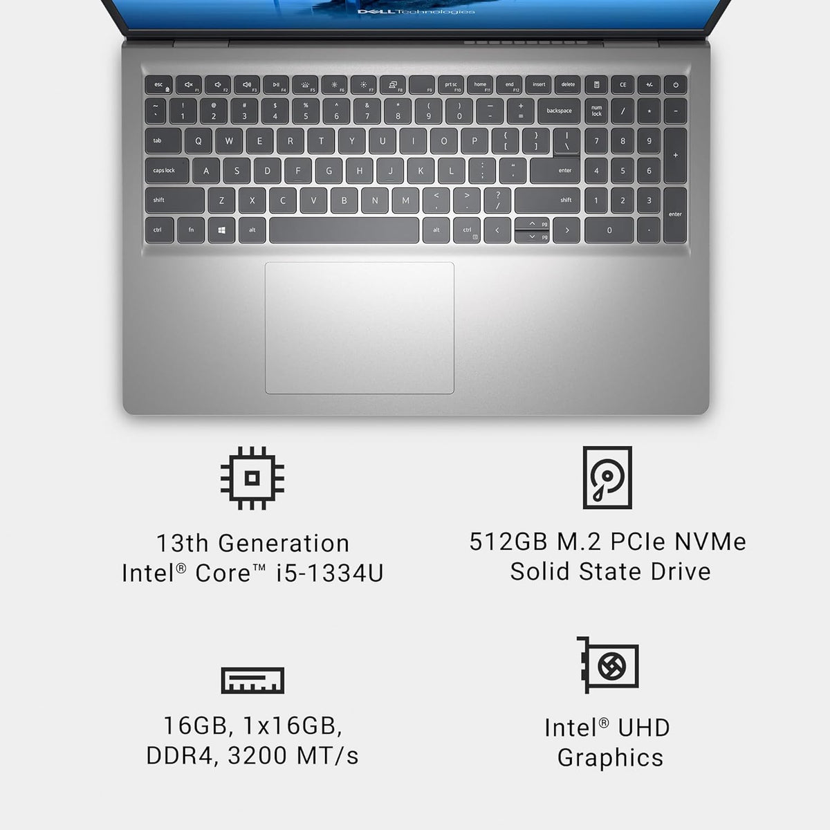 Dell 15.6" Laptop DC15250, FHD, Intel Core i5 1334U, Windows 11 Home