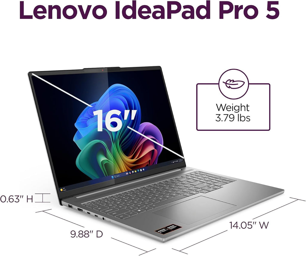 Lenovo IdeaPad Pro 5-2025 - 16" OLED 2880 x 1800 120Hz Display - 16GB Memory - 1 TB Storage - Ryzen AI 7 350 - NVIDIA GeForce RTX5050 - Windows 11 Home - Luna Grey