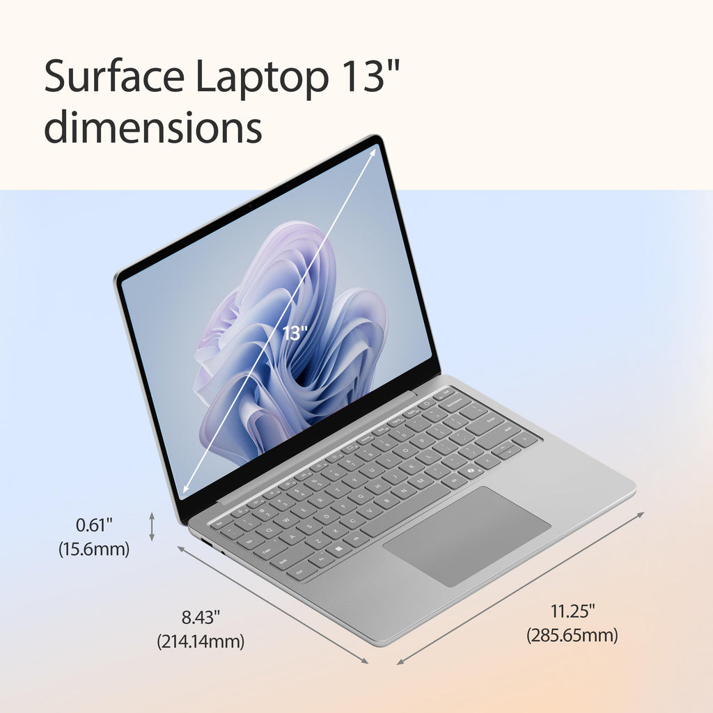Microsoft Surface Laptop (2025), Windows 11 Copilot+ PC, 13" Touchscreen Display, Snapdragon X Plus (8 core), 16GB RAM, 512GB SSD Storage, Ocean