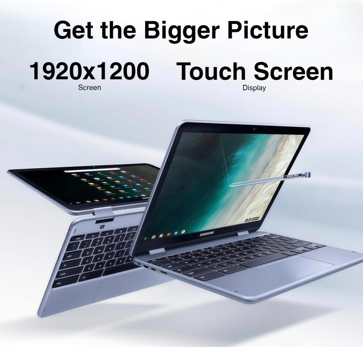 Samsung 12.2" FHD 2-in-1 Touchscreen Chromebook Plus Laptop for Business&Students, Intel Dual-Core, 4GB RAM, 564GB Storage(64GB eMMC+512GB External), Chrome OS, Silver