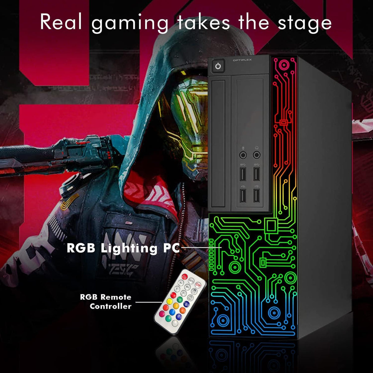 Dell Gaming OptiPlex Desktop RGB Computer PC, Intel Core i7, GeForce GT 1030 2GB GDDR5, 16GB RAM, 512GB SSD, 24 Inch HDMI Monitor, Keyboard Mouse and Headset, WiFi, Windows 11 Pro (Renewed)
