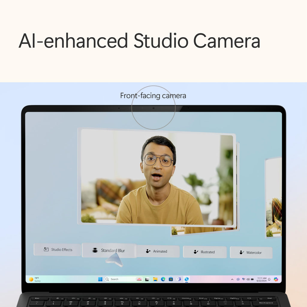 Microsoft Surface Laptop (2024), Windows 11 Copilot+ PC, 13.8" Touchscreen Display, Snapdragon X Elite (12 core), 16GB RAM, 512GB SSD Storage, Black
