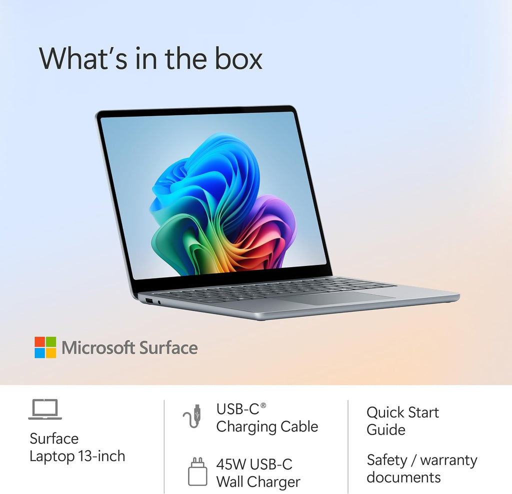 Microsoft Surface Laptop (2025), Windows 11 Copilot+ PC, 13" Touchscreen Display, Snapdragon X Plus (8 core), 16GB RAM, 512GB SSD Storage, Ocean