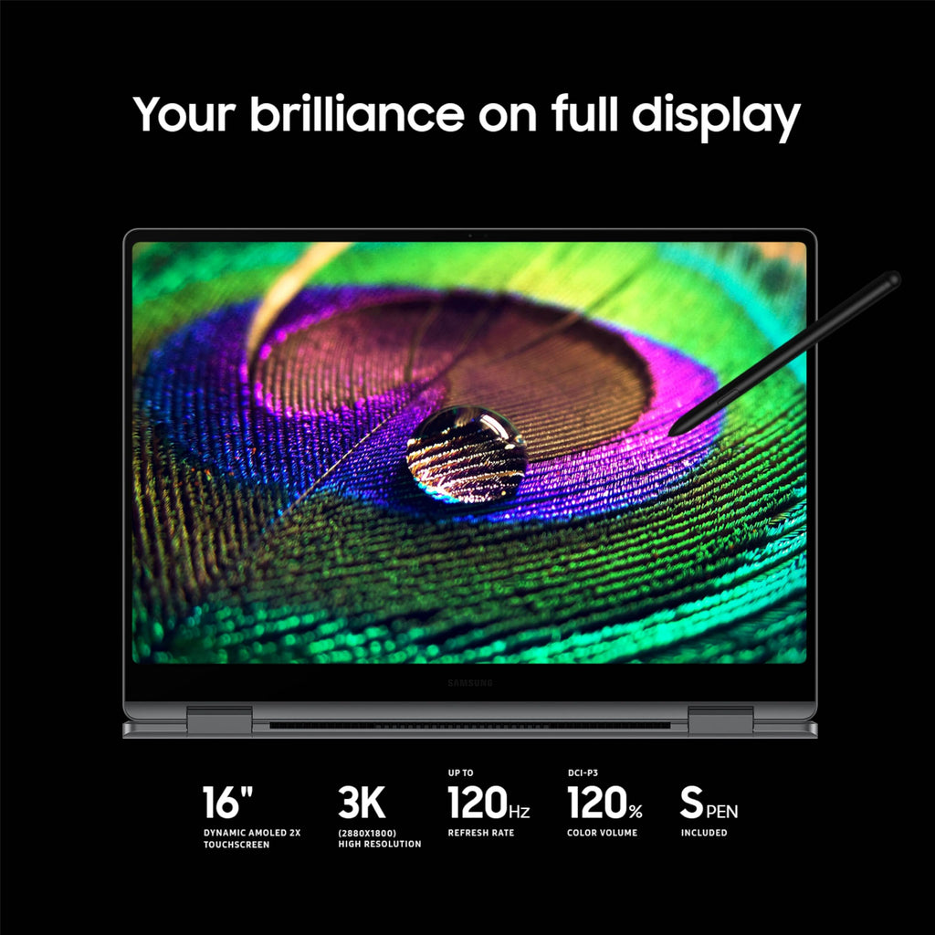 Samsung 16” Galaxy Book5 Pro 360 Copilot+ PC, AI Business Laptop, Windows 11 Pro, Intel Core Ultra 7 Processor 256V, 3K AMOLED Touchscreen, 16GB / 512GB, 120HZ, 2025 Model, NP964QHA-KG1US, Gray