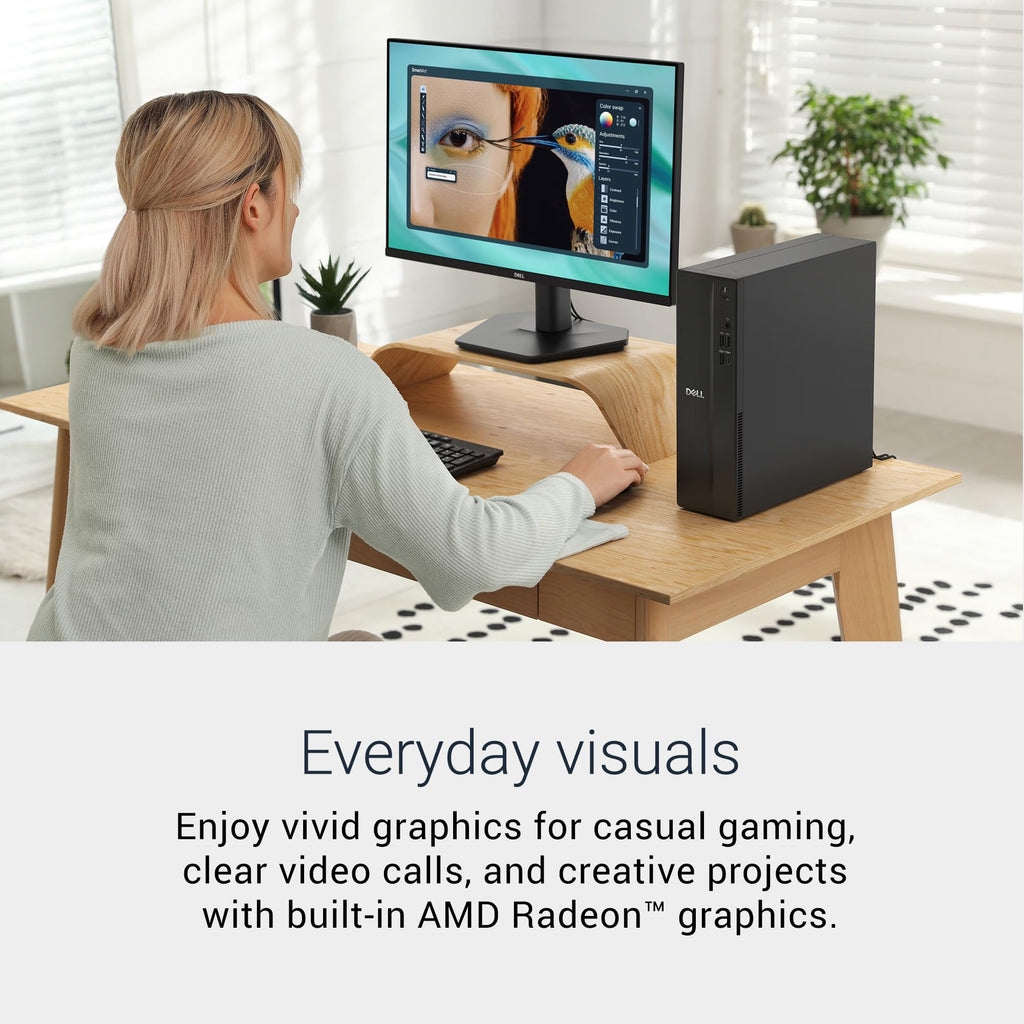 Dell Slim Desktop ECS1250 - Intel Core i3 14100 Processor, 8GB DDR5 RAM, 512GB SSD, WiFi 6, Intel UHD Graphics 730, Windows 11 Home, Onsite Service - Black