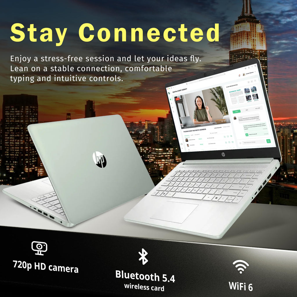 HP Stream 14" HD Laptop, Intel Processor N150, 4GB RAM, 128GB UFS, Intel Graphics, Webcam, Wi-Fi 6, Long Battery Life, Copilot, Windows 11 S, Gold (Renewed)