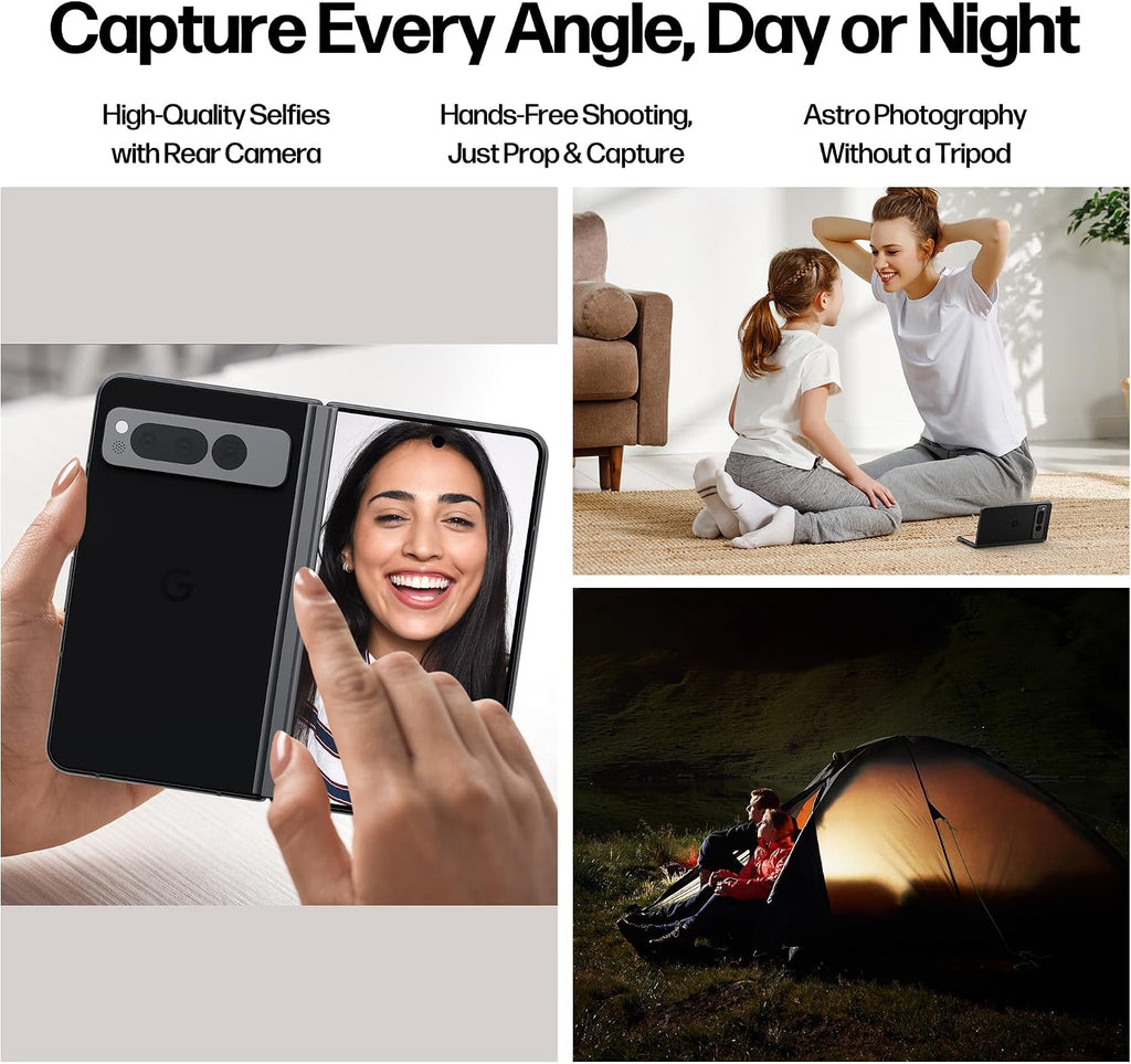 Google Pixel Fold Phone - Unlocked Android 5G Smartphones with 7.6" OLED Display, 256GB Storage, 12GB RAM, Triple Camera, Foldable Split-Screen Design, 24Hr Battery, Wireless Charging Bundle, Obsidian
