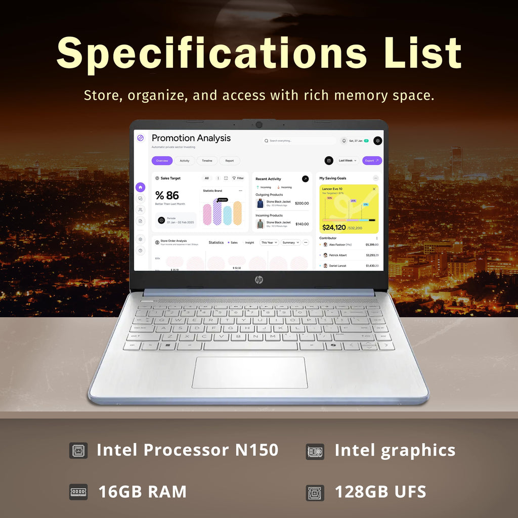 HP Stream 14" HD Laptop, Intel Processor N150, 4GB RAM, 128GB UFS, Intel Graphics, Webcam, Wi-Fi 6, Long Battery Life, Copilot, Windows 11 S, Gold (Renewed)