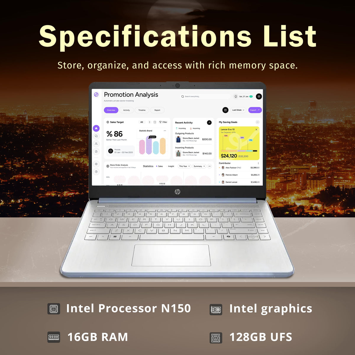 HP Stream 14" HD Laptop, Intel Processor N150, 4GB RAM, 128GB UFS, Intel Graphics, Webcam, Wi-Fi 6, Long Battery Life, Copilot, Windows 11 S, Gold (Renewed)