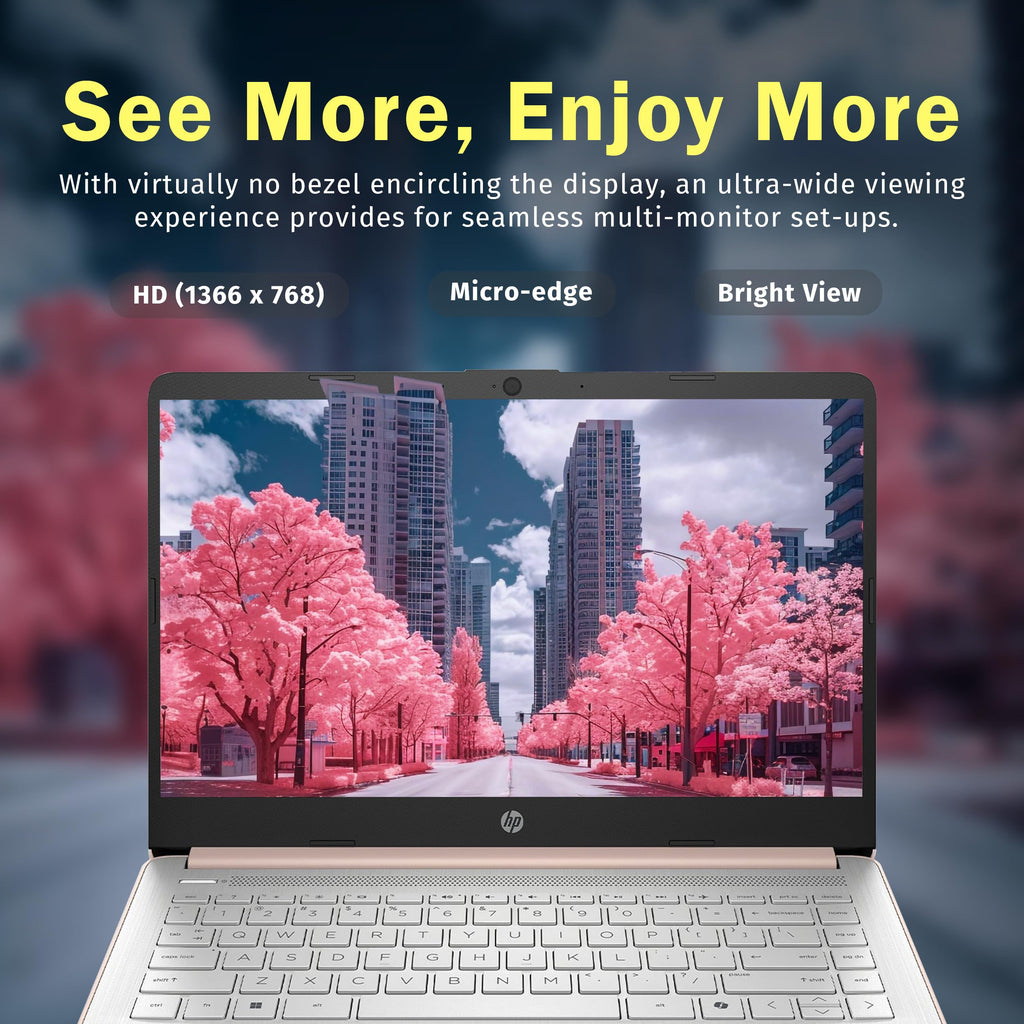 HP Stream 14" HD Laptop, Intel Processor N150, 4GB RAM, 128GB UFS, Intel Graphics, Webcam, Wi-Fi 6, Long Battery Life, Copilot, Windows 11 S, Gold (Renewed)