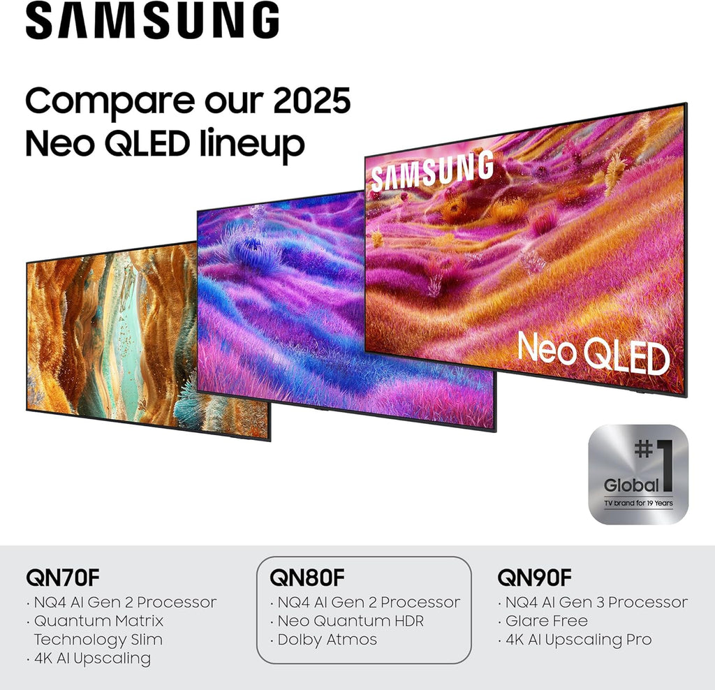 Samsung 55-Inch Class Neo QLED 4K QN80F Series, Vision AI, Mini LED Smart TV (2025 Model, 55QN80F) Neo Quantum HDR, Object Tracking Sound Lite w/Dolby Atmos, NQ4 AI Gen2 Processor, Alexa Built-in
