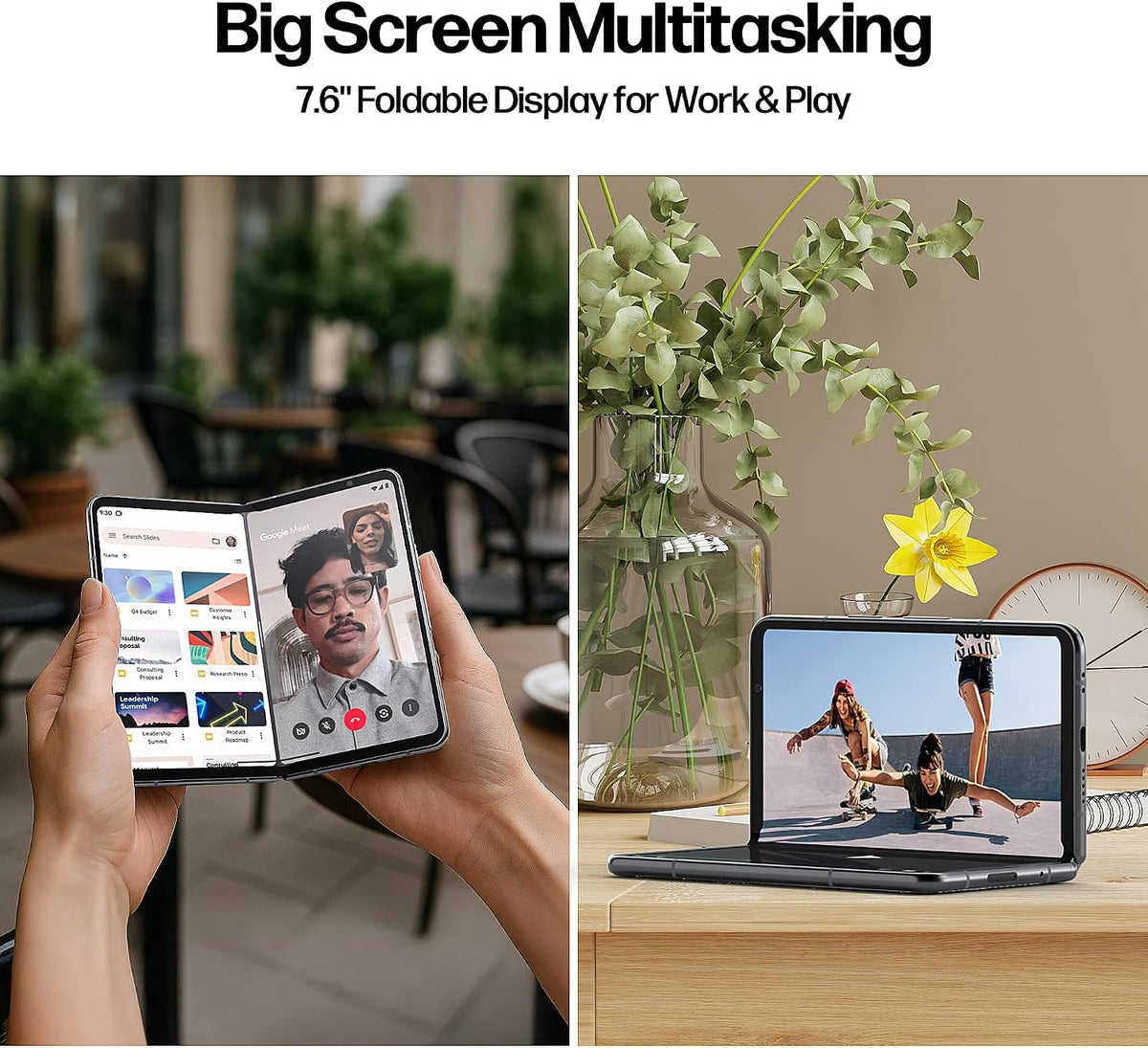 Google Pixel Fold Phone - Unlocked Android 5G Smartphones with 7.6" OLED Display, 256GB Storage, 12GB RAM, Triple Camera, Foldable Split-Screen Design, 24Hr Battery, Wireless Charging Bundle, Obsidian