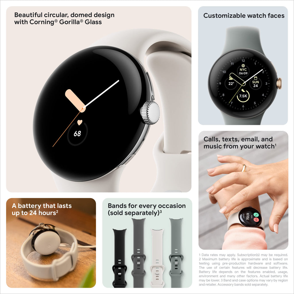 Google Pixel Watch 1st Gen (Previous Model) - Android Smartwatch with Fitbit Activity Tracking - Heart Rate Tracking Watch - Champagne Gold Stainless Steel case with Hazel Active band - LTE