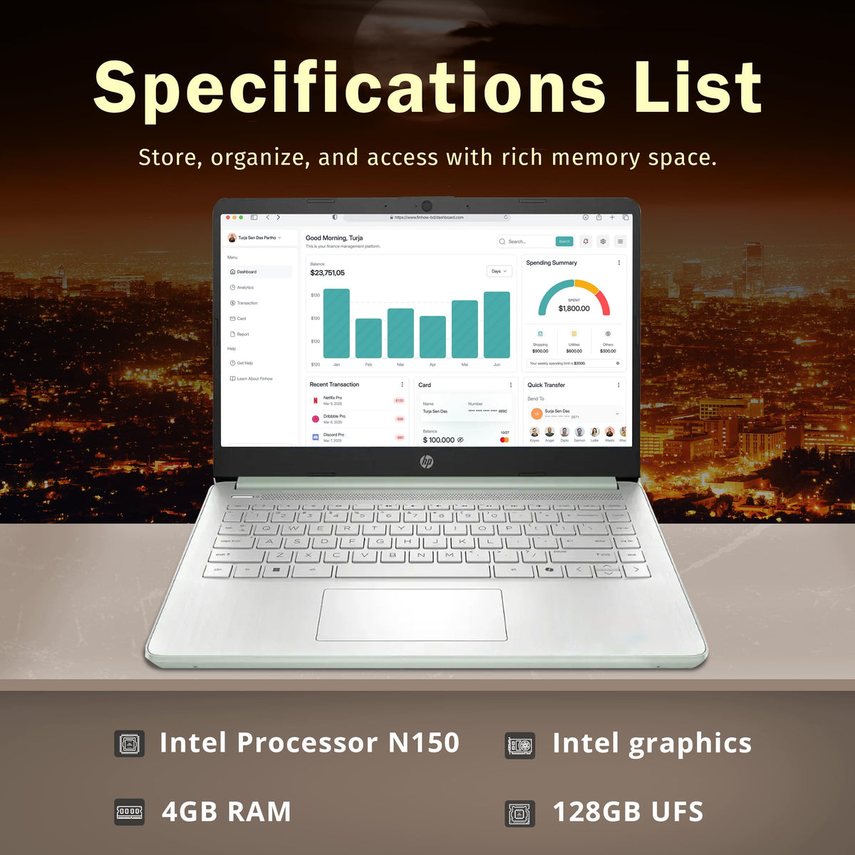 HP Stream 14" HD Laptop, Intel Processor N150, 4GB RAM, 128GB UFS, Intel Graphics, Webcam, Wi-Fi 6, Long Battery Life, Copilot, Windows 11 S, Gold (Renewed)