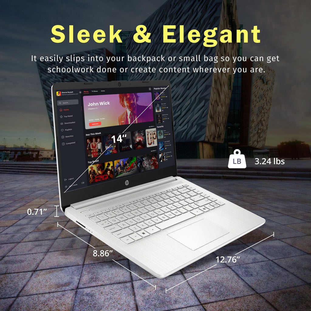 HP Stream 14" HD Laptop, Intel Processor N150, 4GB RAM, 128GB UFS, Intel Graphics, Webcam, Wi-Fi 6, Long Battery Life, Copilot, Windows 11 S, Gold (Renewed)