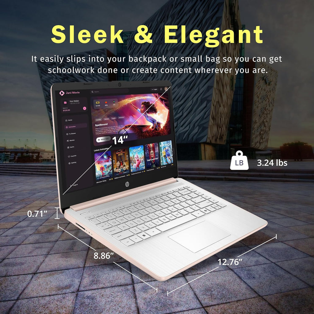 HP Stream 14" HD Laptop, Intel Processor N150, 4GB RAM, 128GB UFS, Intel Graphics, Webcam, Wi-Fi 6, Long Battery Life, Copilot, Windows 11 S, Gold (Renewed)