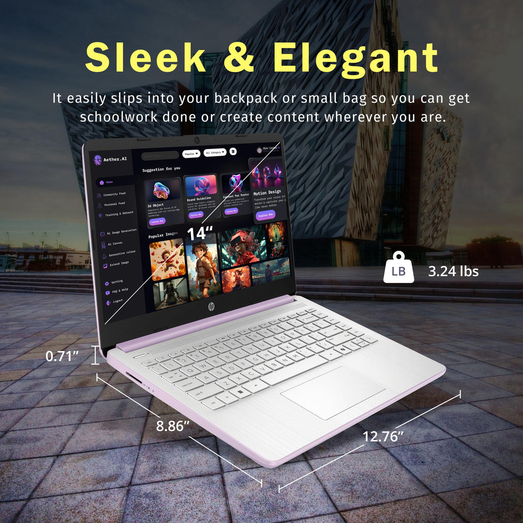 HP Stream 14" HD Laptop, Intel Processor N150, 4GB RAM, 128GB UFS, Intel Graphics, Webcam, Wi-Fi 6, Long Battery Life, Copilot, Windows 11 S, Gold (Renewed)