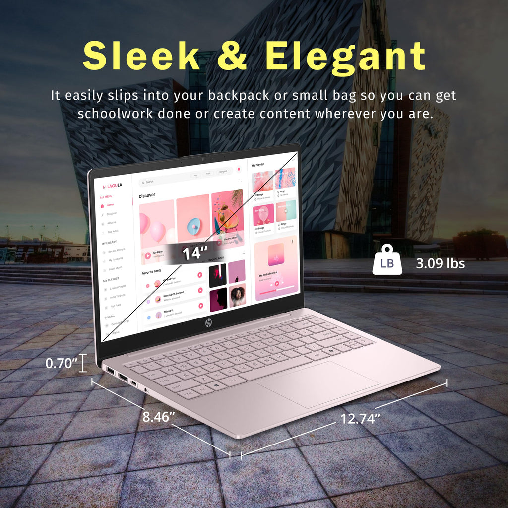 HP Stream 14" HD Laptop, Intel Processor N150, 4GB RAM, 128GB UFS, Intel Graphics, Webcam, Wi-Fi 6, Long Battery Life, Copilot, Windows 11 S, Gold (Renewed)