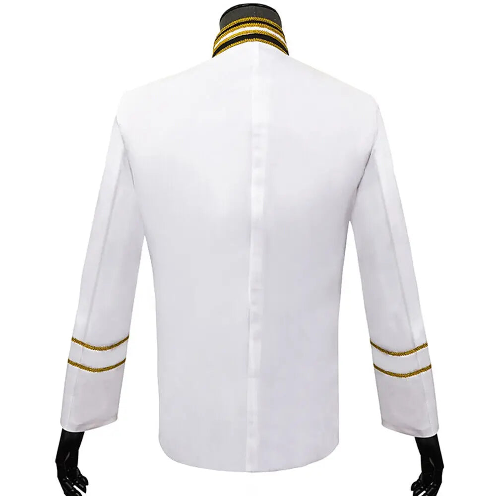Custom White Jacket Gold Embroidery Hussar Drummer Jacket for Music Shows