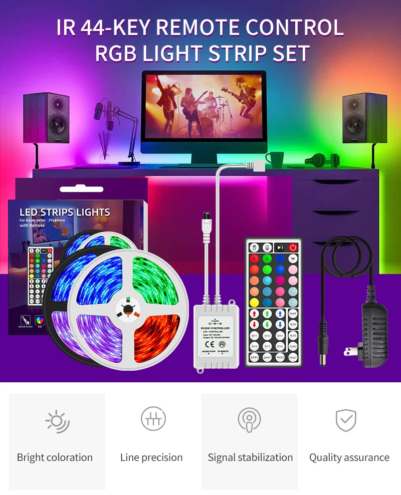 TCWIN 44-Keys RGB LED Strip Light Kit 2025 Trending Electronics 12V 5M 10M IR 24 Keys Remote Control App Music Controller Copper